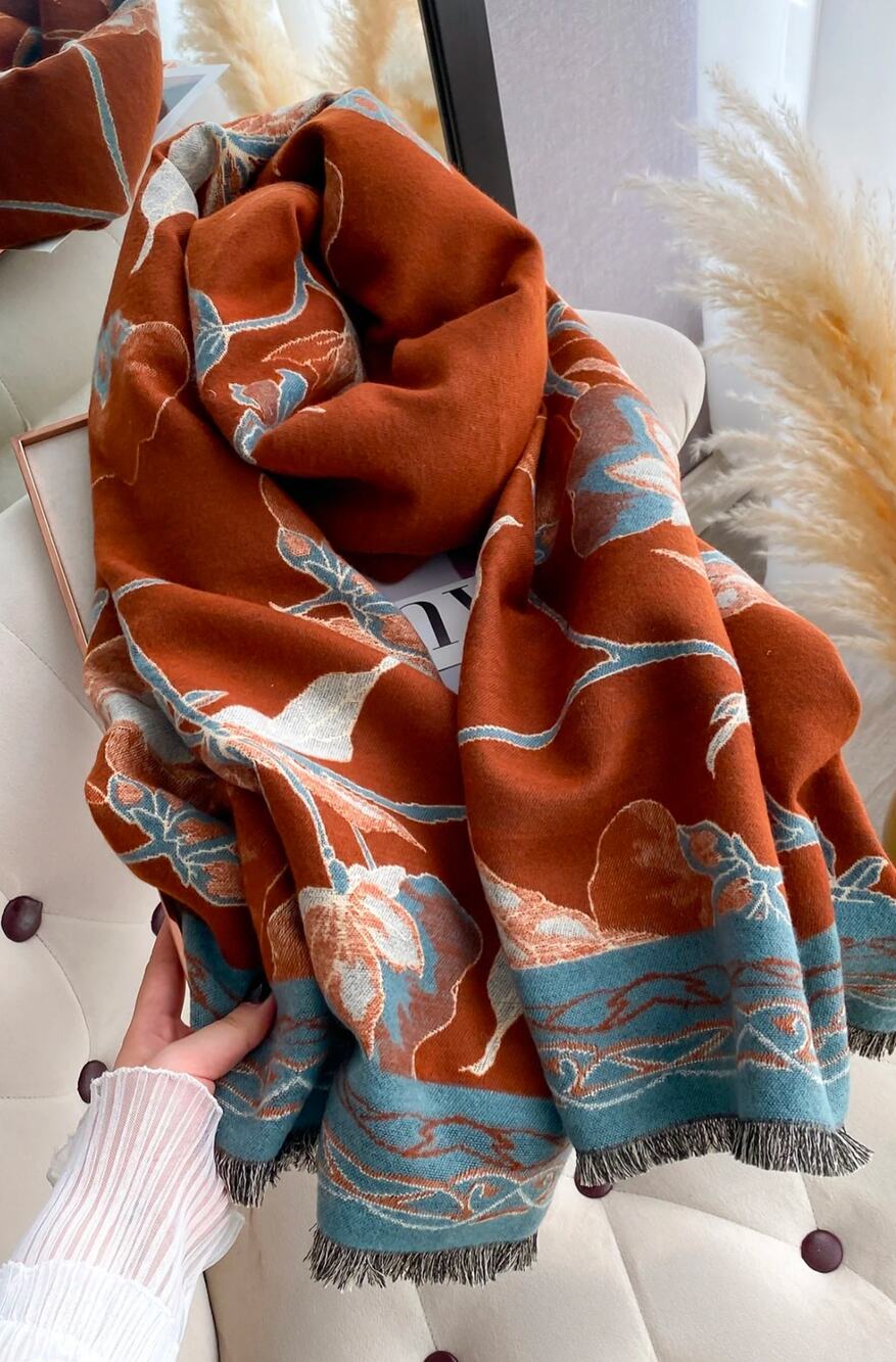 Winding River Brown Floral Printed Wrap